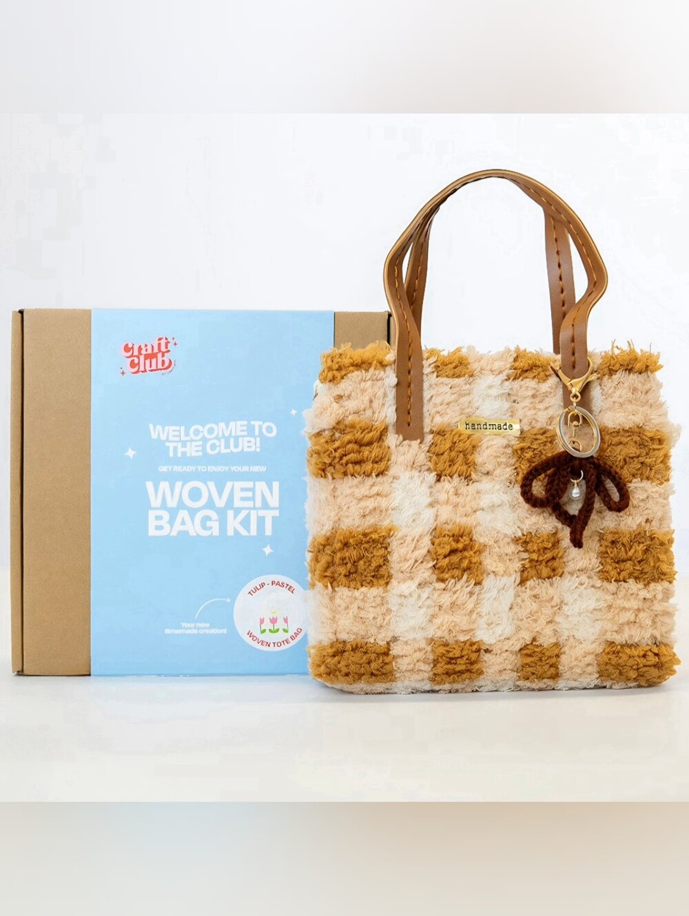 BRAND NEW Craft Club Woven Tote Bag Kit Chocolate Gingham